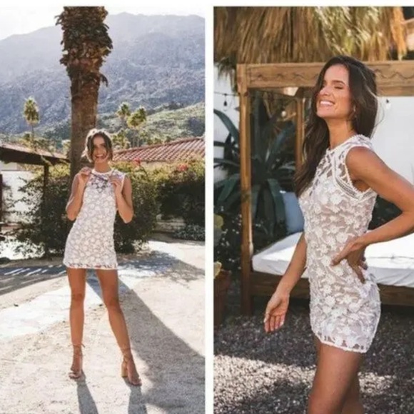 Helen Owen x AQUA Embroidered Sheath Dress in White Size Large - Picture 5 of 10